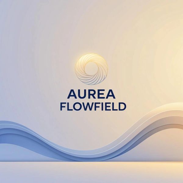 Minimalistic logo and text for Aurea FlowField.