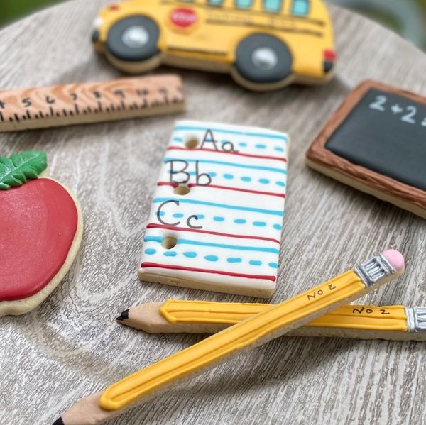 Custom Back to School/Teacher Appreciation Set - Almond -Orange Sugar Cookies With Royal Icing