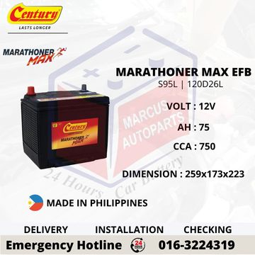 CENTURY MARATHONER MAX EFB S95L | 120D26L CAR BATTERY