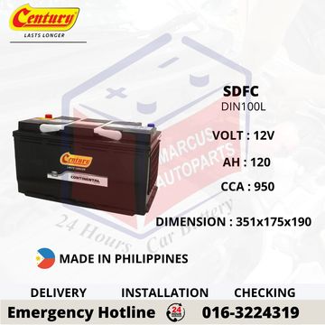 CENTURY CONTINENTAL DIN100 CAR BATTERY