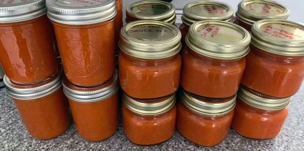 Test jars of Rude Horses Habanero Sauce while the recipe was being perfected in our home kitchen
