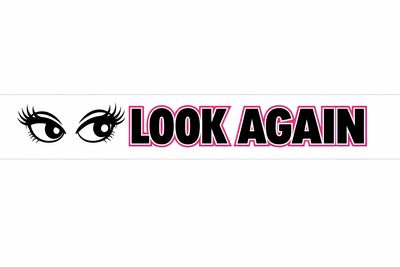 Illustration of eyes with the bold text 'LOOK AGAIN'.