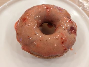 Strawberry donut with strawberry glaze