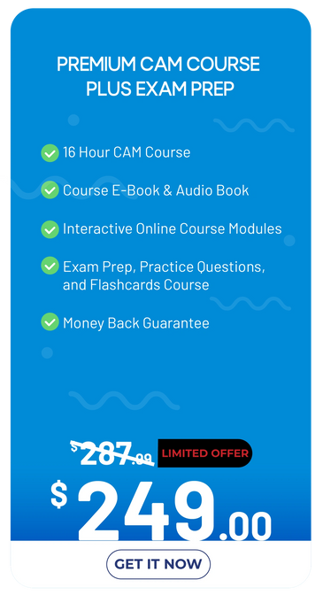 Premium CAM Course Plus Exam Prep
$249
