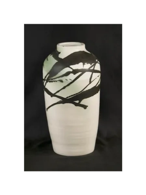 white color vase by Raspberry Woods Art Studio