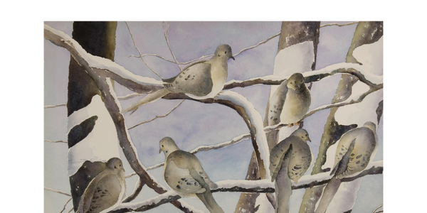 birds painting by Raspberry Woods Art Studio