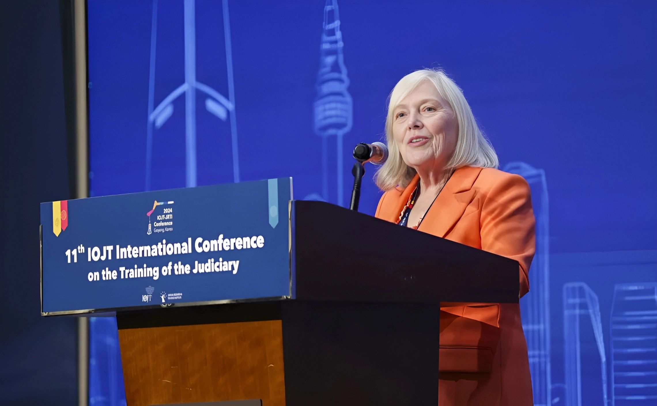 Justice Kent at an IOJT Conference