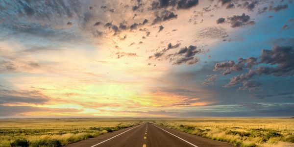 A stretch of Route 66 outside of the Petrified Forest.