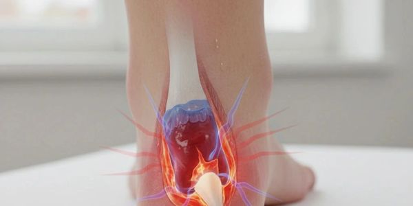 Illustration of heel pain highlighting the calcaneus bone.