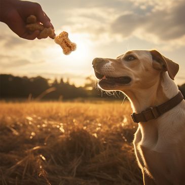 Good Dog getting a Pooch Hooch Dog Treat