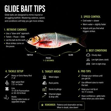 Tips for using glide baits effectively in fishing.