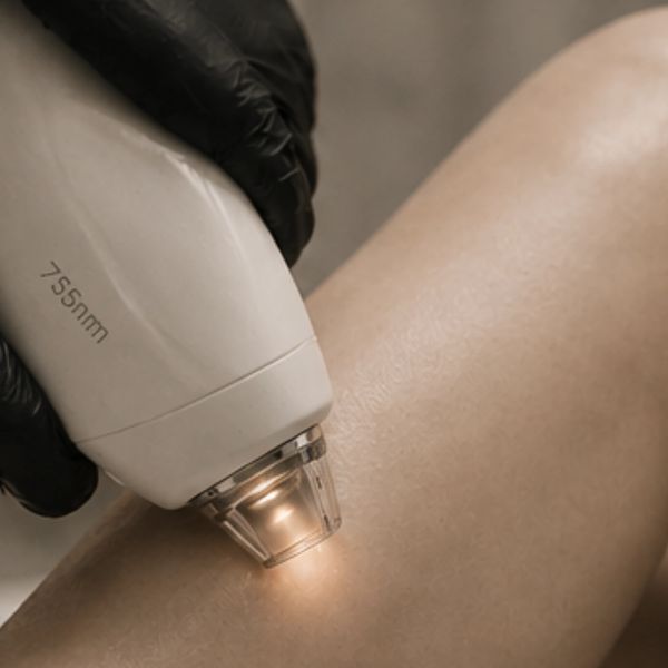 Laser hair removal on half leg.