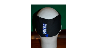 Happy Hearts Headband, black dry fit headband embellished with a royal heart and TEAM logo