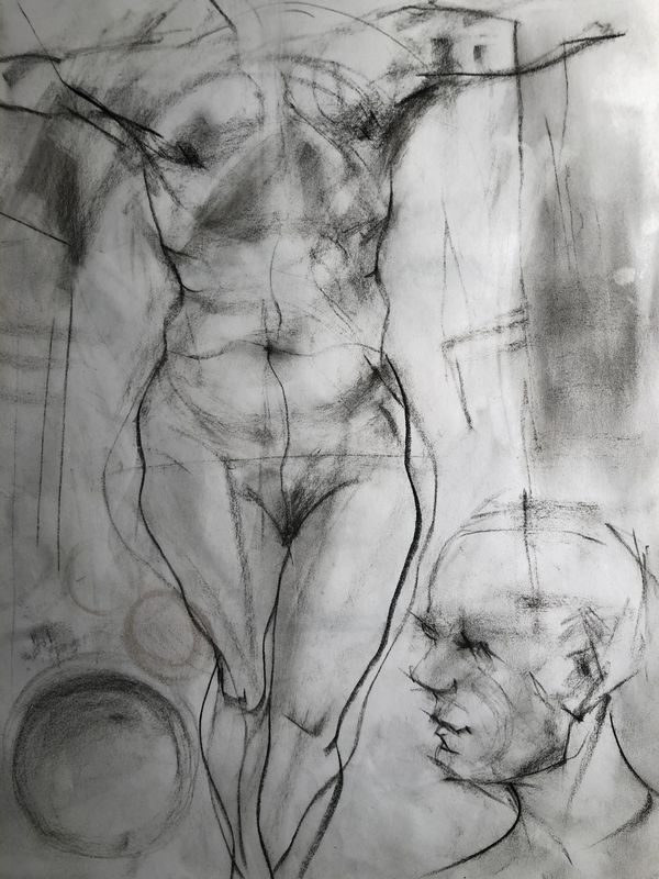 A charcoal sketch by Kevin Mann
