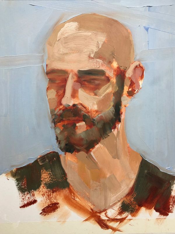 An oil painting portrait by Kevin Mann