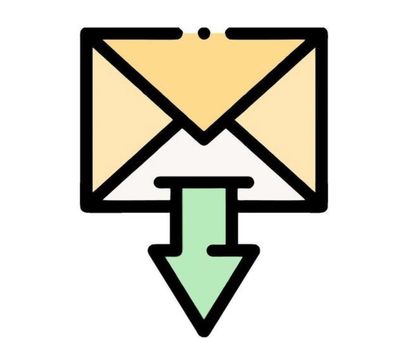 Email download icon with envelope and downward arrow.