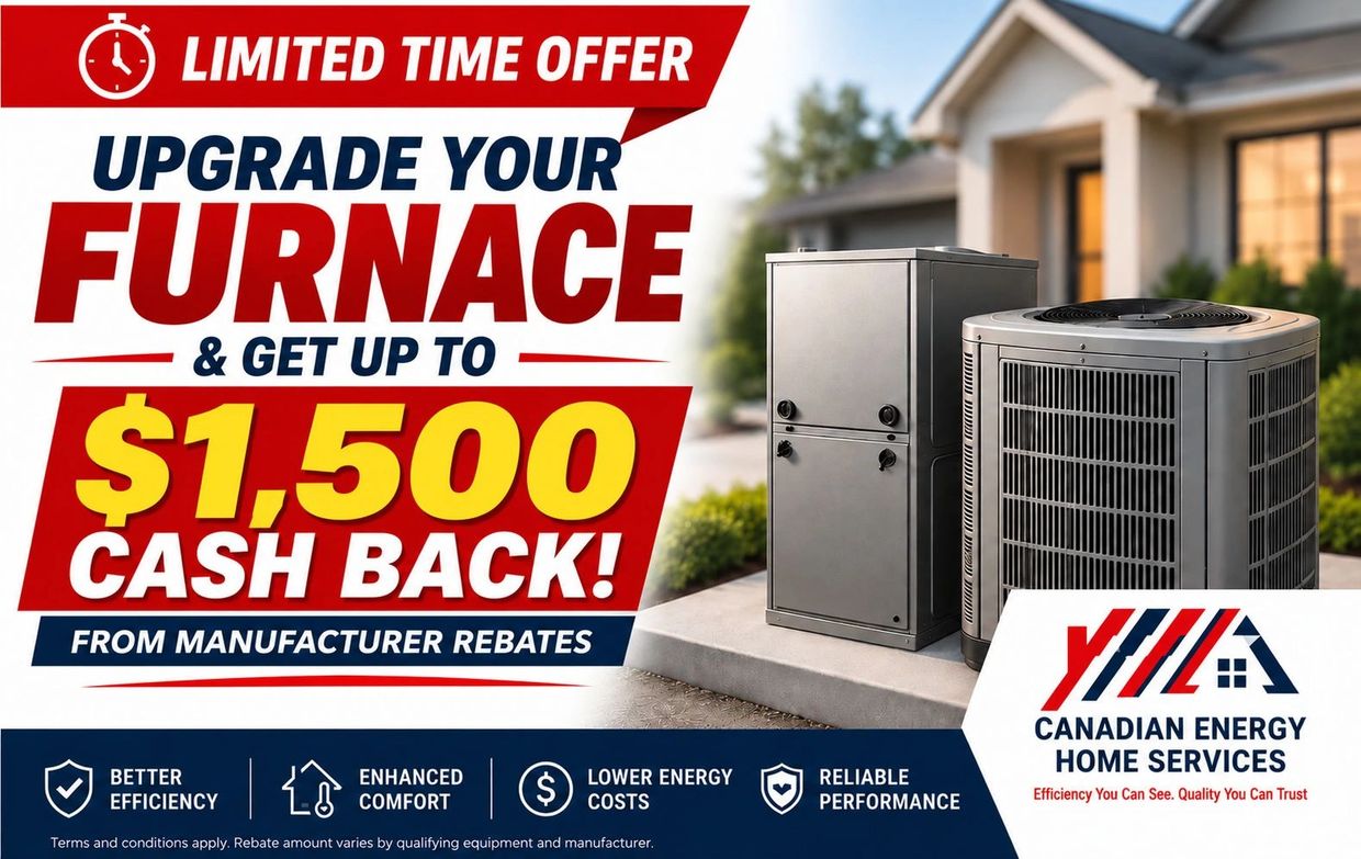 Limited time offer to upgrade your furnace with $1,500 cashback.