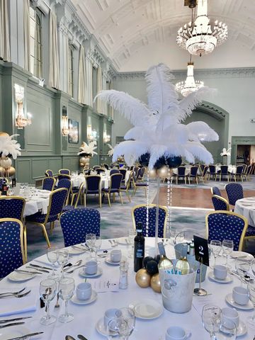Feather centrepieces Sussex Kent corporate event decoration venue decoration