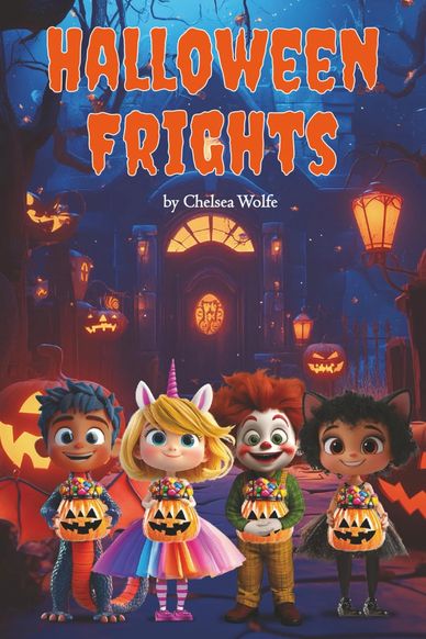 A group of kids, dressed in their Halloween costumes. 