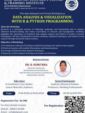 Poster for a national virtual workshop on data analysis and visualization using R and Python.