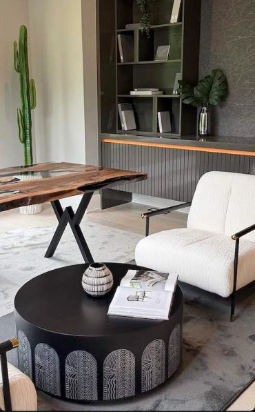Modern living room with stylish furniture and decor.