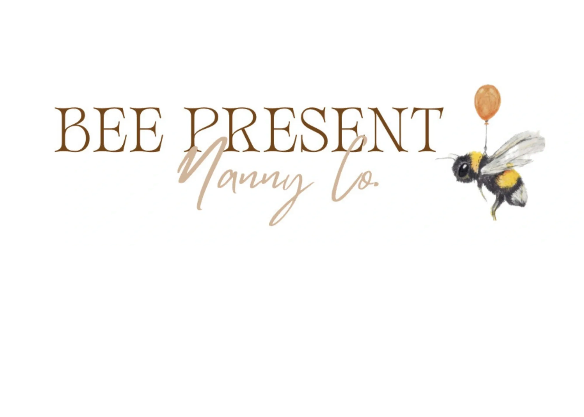 Logo for Bee Present Manny Co. with a bee and balloon.