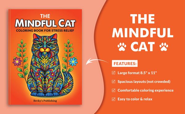 A Coloring Book for Stress Relief for Adults and Teens with Zentangle Cat Designs