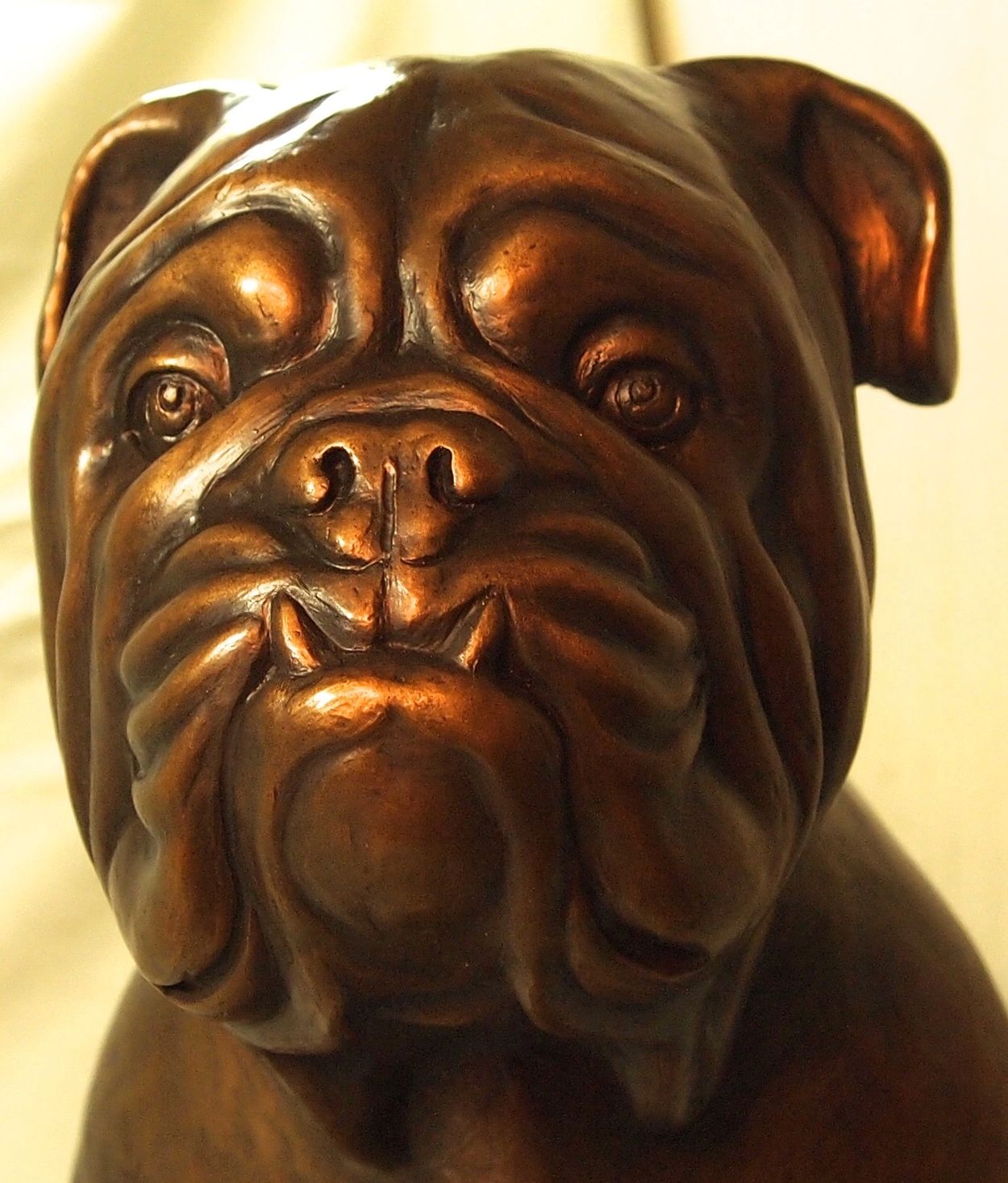bronze sculpture of a bulldog