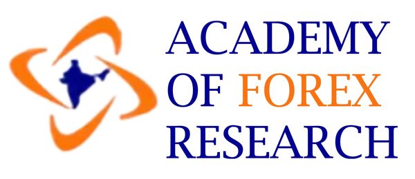 Logo of Academy of Forex Research with India map and orange swirls.