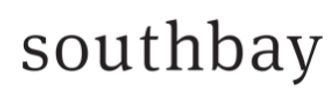 Word 'southbay' in black serif font.