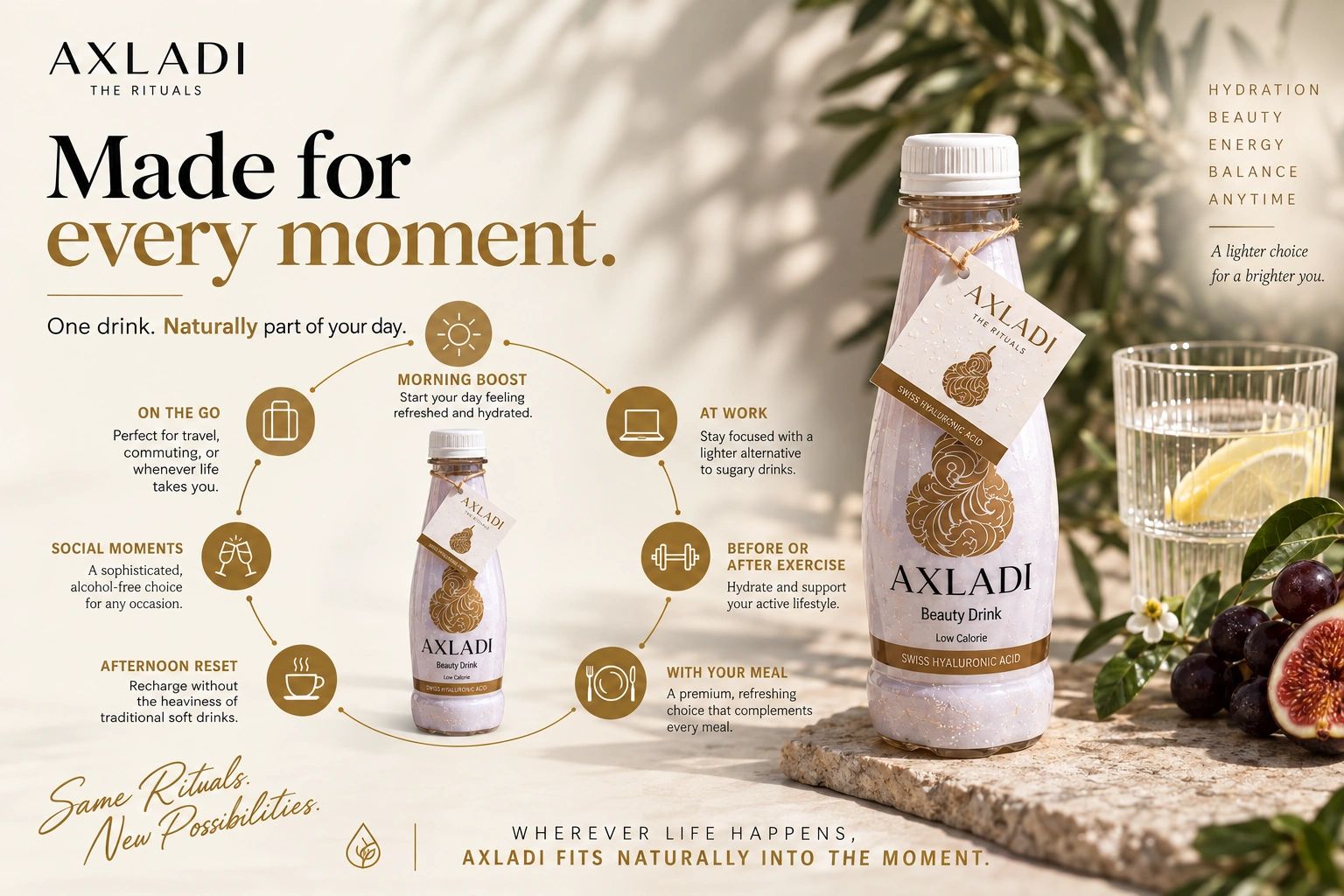 AXLADI Beauty Drink made for every moment with hydration and energy benefits.