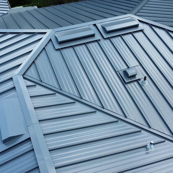 An aerial view of a galvanized metal roof installed in College Park, FL