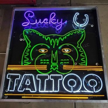 Lucky Cat Tattoo Neon Sign