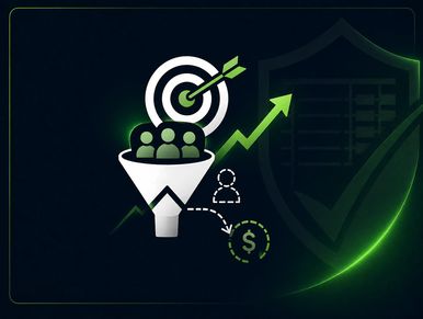 Sales funnel with target and growth arrow.