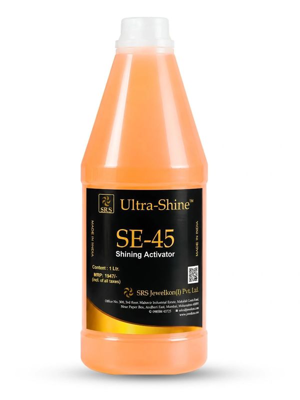 Bottle of Ultra-Shine SE-45 Shining Activator by SRS Jewelkons.