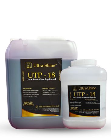 Two containers of Ultra Shine UTP-18 ultrasonic cleaning products.