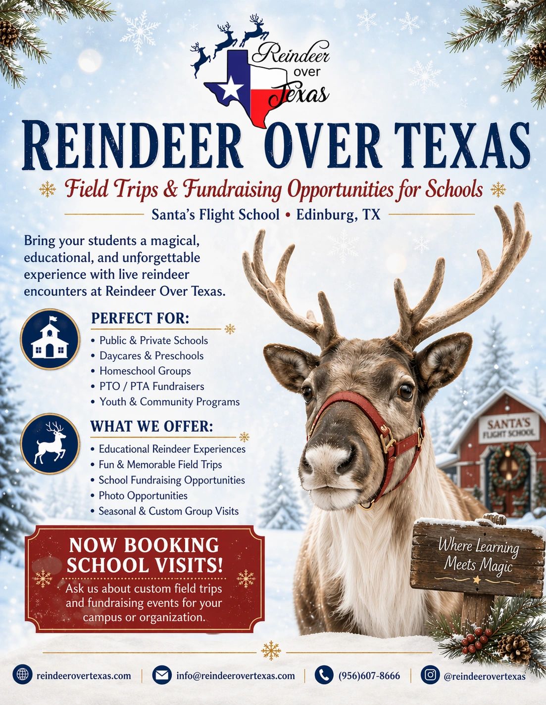 Reindeer Over Texas offers magical educational field trips with live reindeer for schools and community groups in Edinburg, TX.