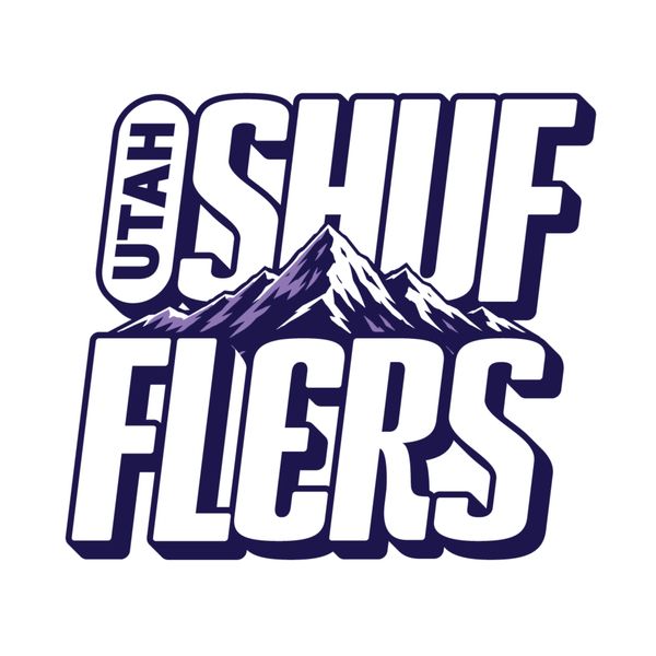 Logo for Utah Shufflers featuring stylized mountains and bold text.