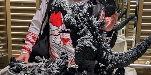 1954 Godzilla 3d printed in resin the base is fdm printed that went thru several prototypes lights a