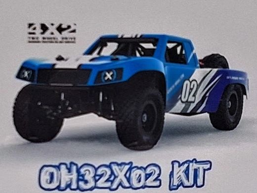 Blue and white RC off-road truck model OH32X02 Kit with large tires.
