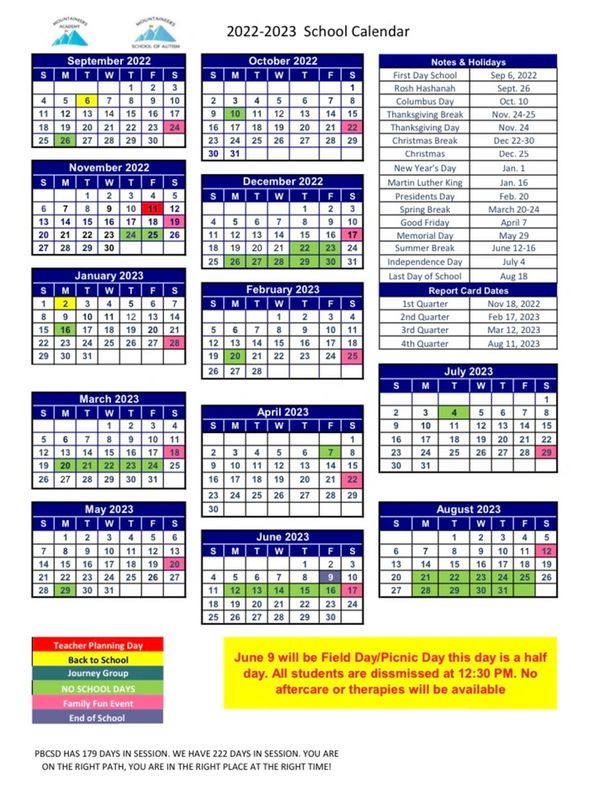 Calendar 2022-2023