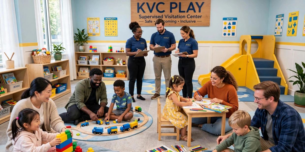 Children playing and learning at KVC Play Supervised Visitation Center.