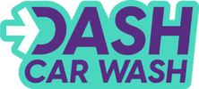 Logo of Dash Car Wash with an arrow and bold text.