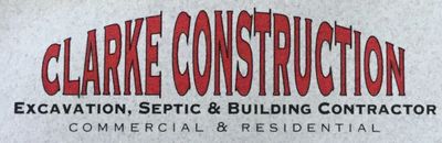 Sign for Clarke Construction, a building contractor.