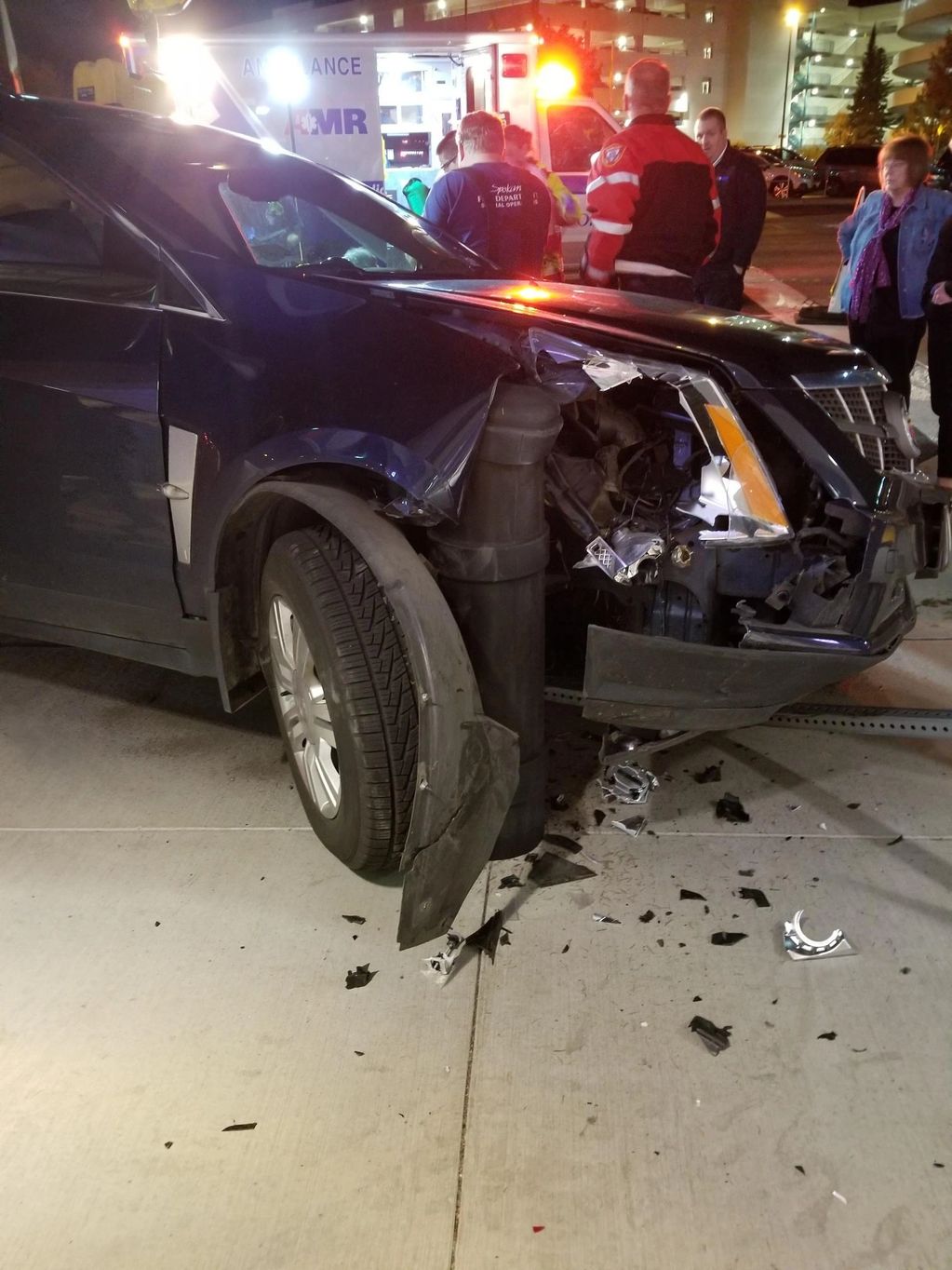 Car hit Motion bollard at airport