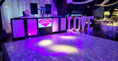 The Bolton Barns wedding DJ setup
