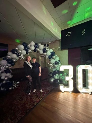 Guests posing with led 30th
