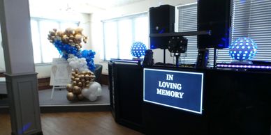 Funeral celebration of life DJ setup in Tetley Walkers club Warrington Cheshire