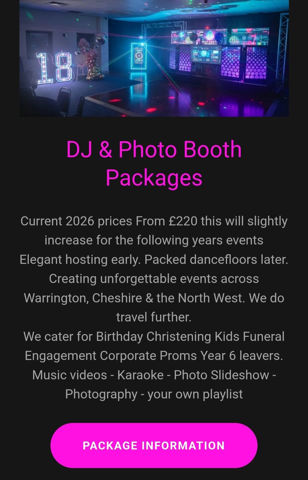 DJ AND PHOTO BOOTH PACKAGES