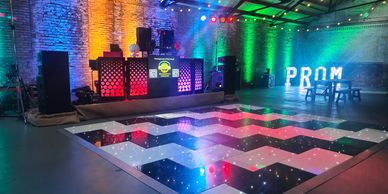 prom DJ setup in Walton Hall Riding School Barn Warrington Cheshire